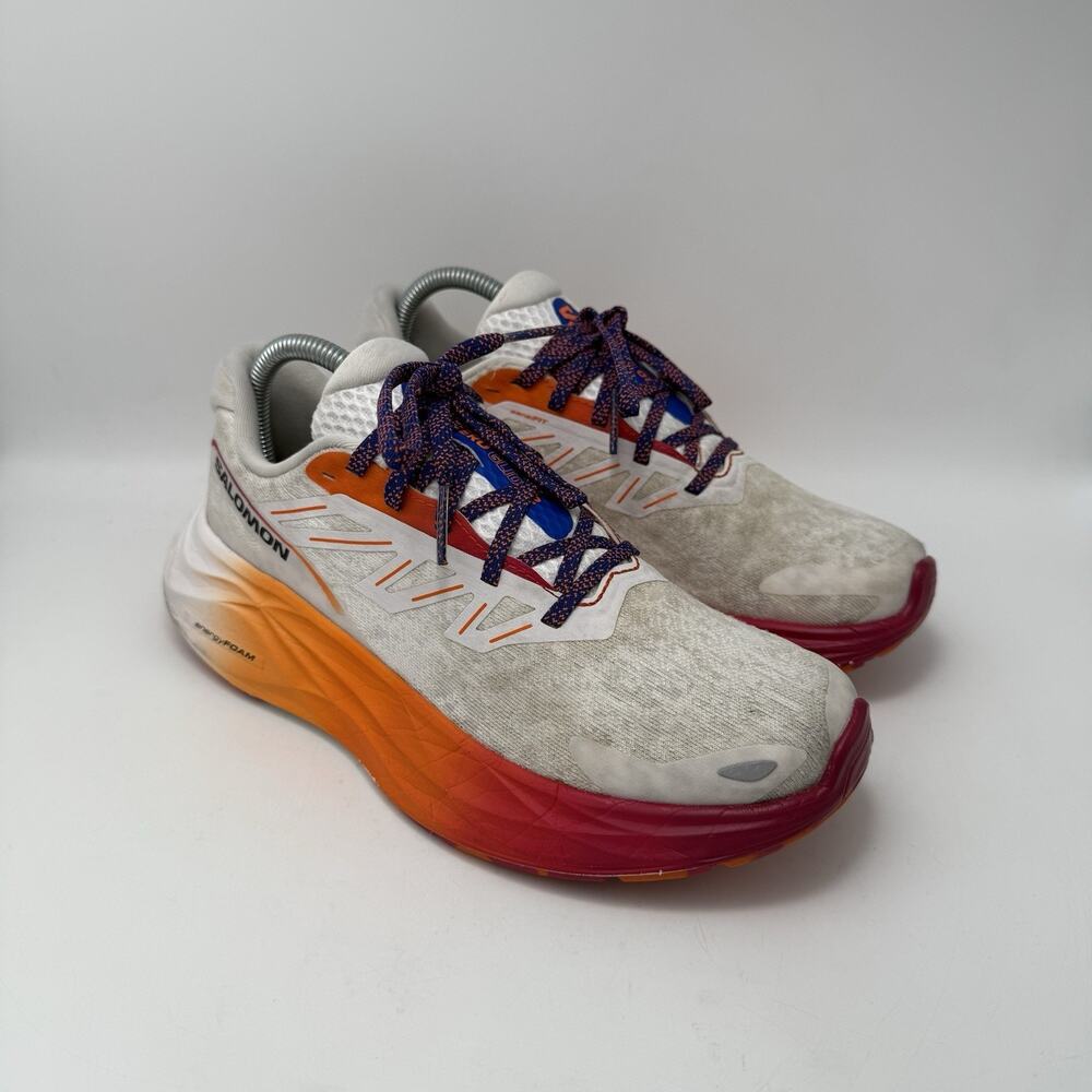 Salomon Aero Glide 2 475267 White Orange Running Shoes Sneakers Womens Size 7.5